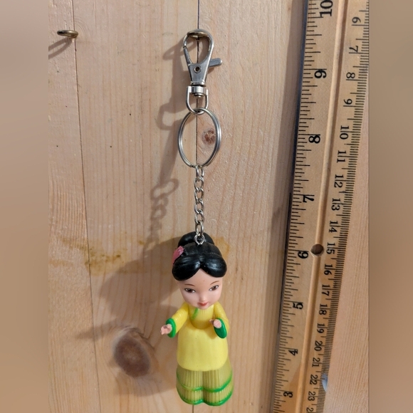 Yellow and Green Keychain with Doll Charm Handmade - Picture 1 of 5
